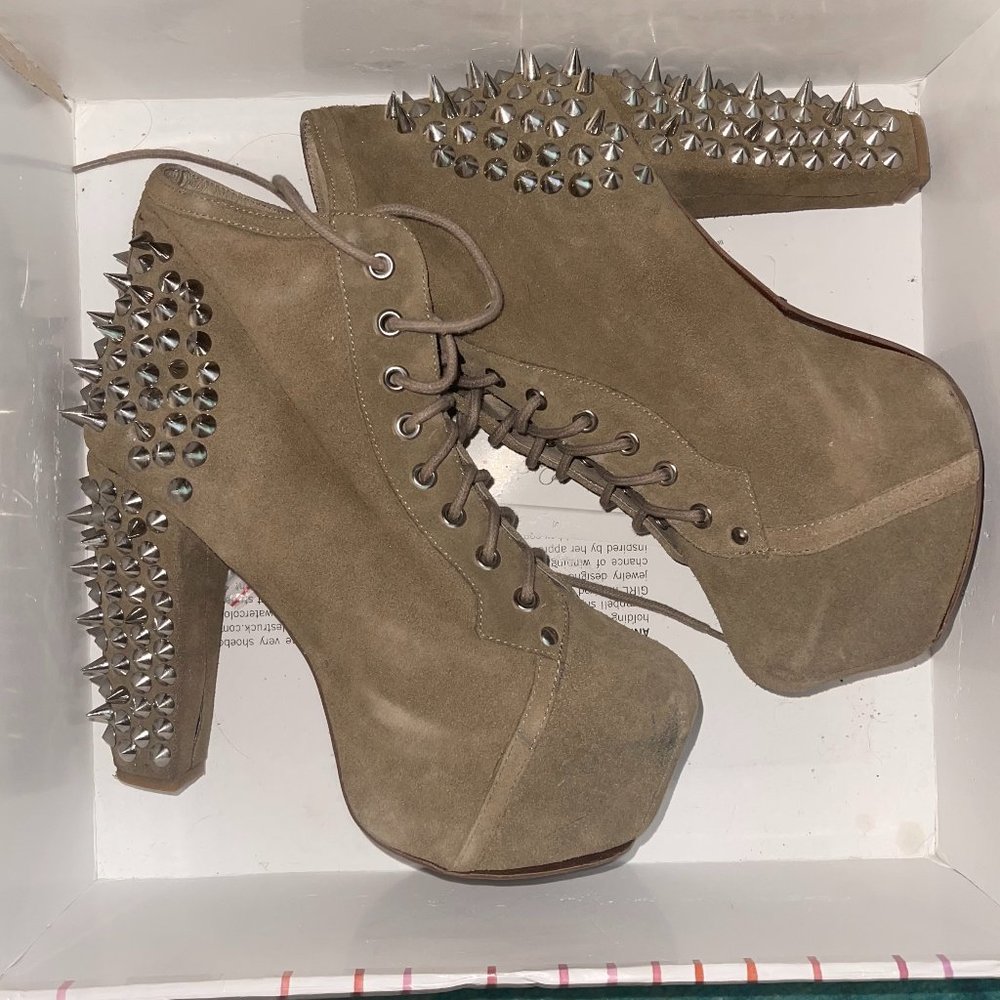 Jeffrey Campbell Lita Spiked Suede Platform Booties (Circa 2012) US SZ 9